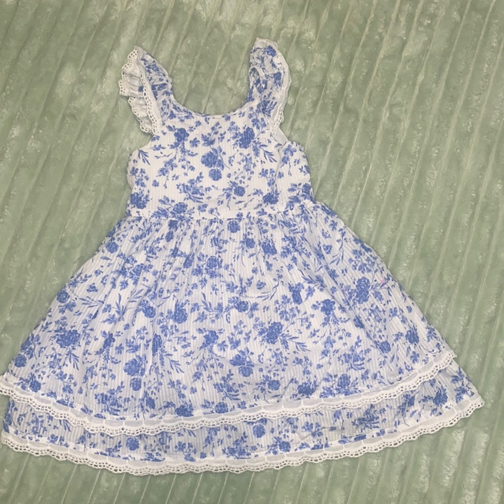 Pippa & Julie Blue and White Floral Spring or Easter Dress